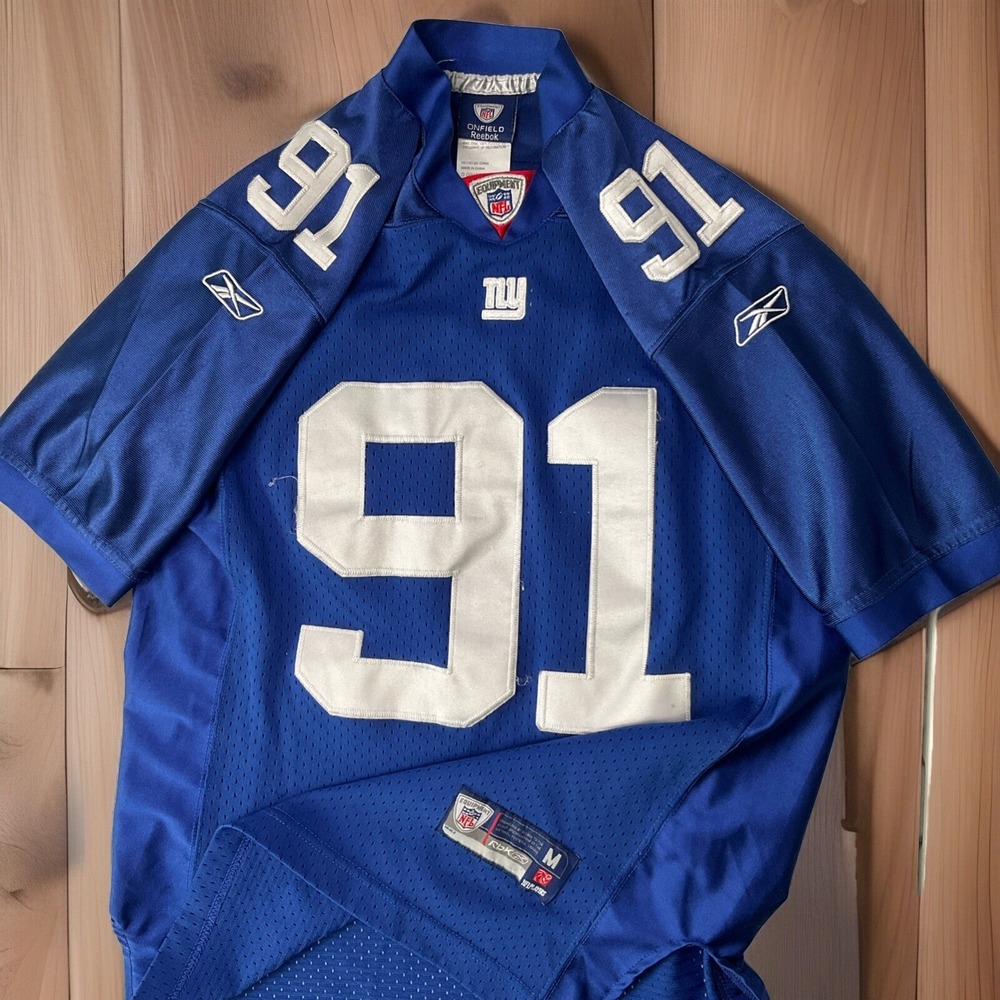 New‎ York Giants Jersey Youth Sz L 12-14 Justin Tuck #91 Reebok Blue Field NFL